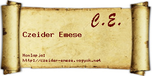 Czeider Emese névjegykártya